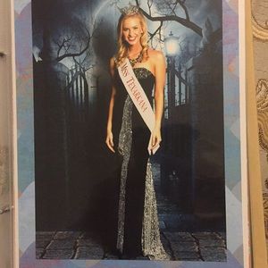 Karishma black &  silver sequin evening gown sz 4